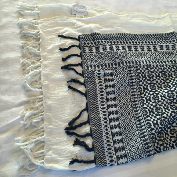 SLATE AND SALT BOHEMIA LOUNGE navy embroidered cotton scarf Ethical Fair Trade L - Picture 3 of 5